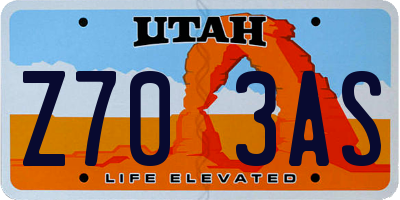 UT license plate Z703AS
