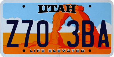 UT license plate Z703BA