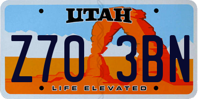 UT license plate Z703BN