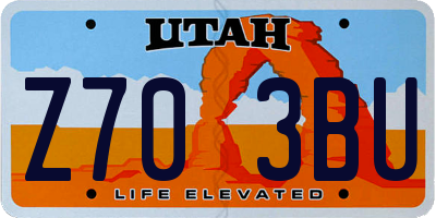 UT license plate Z703BU