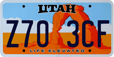 UT license plate Z703CF