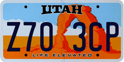 UT license plate Z703CP