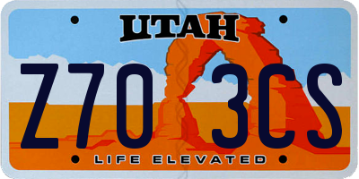 UT license plate Z703CS