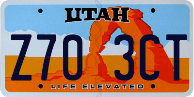 UT license plate Z703CT