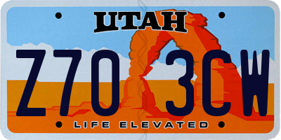 UT license plate Z703CW