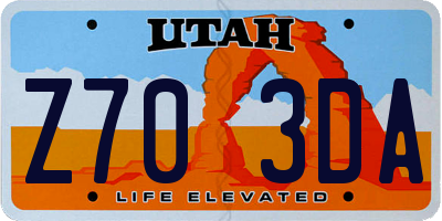 UT license plate Z703DA