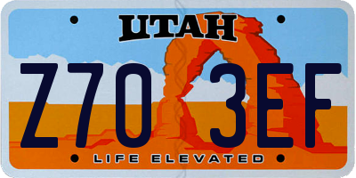 UT license plate Z703EF