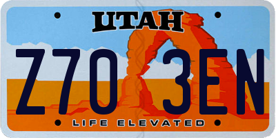 UT license plate Z703EN