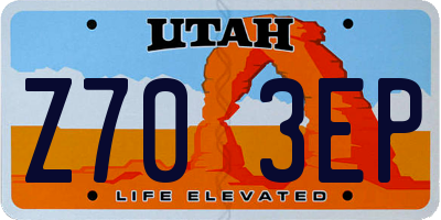 UT license plate Z703EP