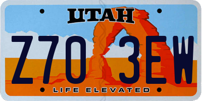 UT license plate Z703EW