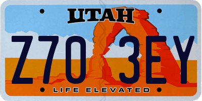 UT license plate Z703EY