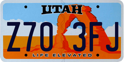UT license plate Z703FJ