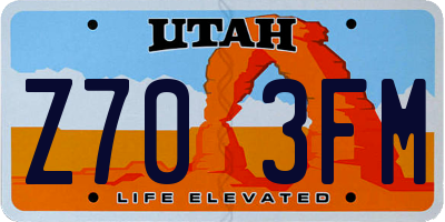 UT license plate Z703FM