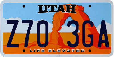 UT license plate Z703GA