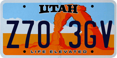 UT license plate Z703GV