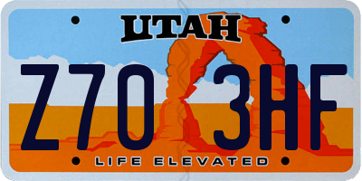 UT license plate Z703HF