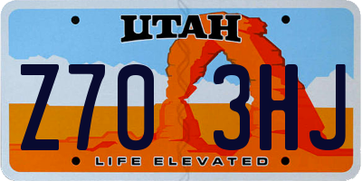 UT license plate Z703HJ