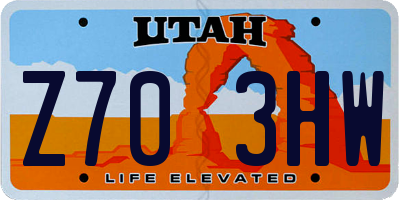 UT license plate Z703HW