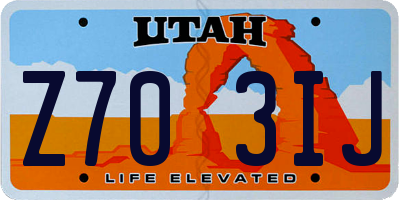 UT license plate Z703IJ