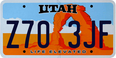 UT license plate Z703JF