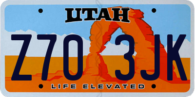 UT license plate Z703JK