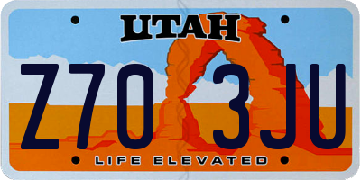 UT license plate Z703JU