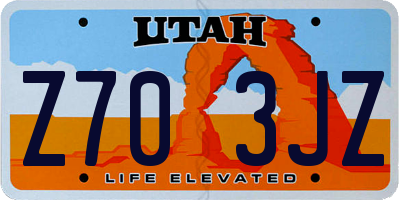 UT license plate Z703JZ
