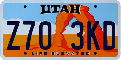 UT license plate Z703KD