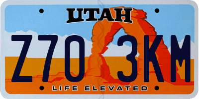 UT license plate Z703KM