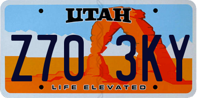 UT license plate Z703KY