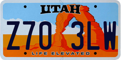 UT license plate Z703LW