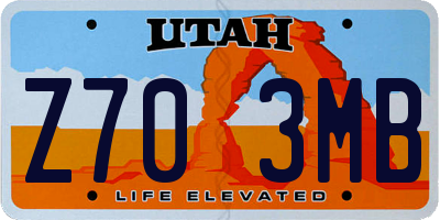 UT license plate Z703MB