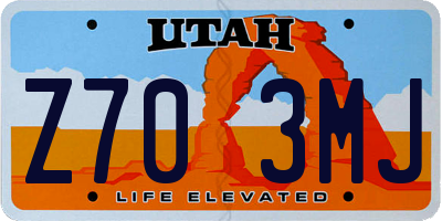 UT license plate Z703MJ