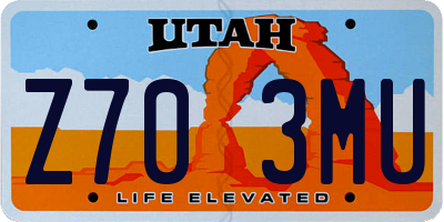UT license plate Z703MU
