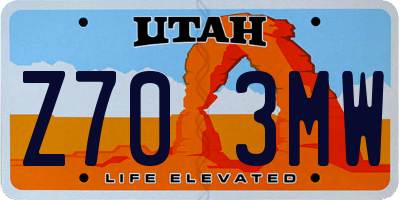 UT license plate Z703MW