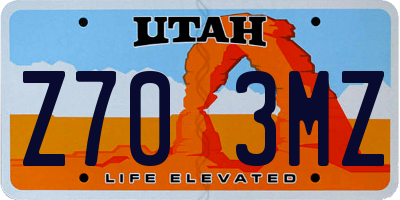 UT license plate Z703MZ