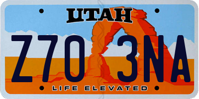 UT license plate Z703NA
