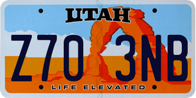 UT license plate Z703NB
