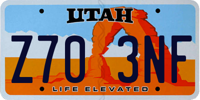 UT license plate Z703NF