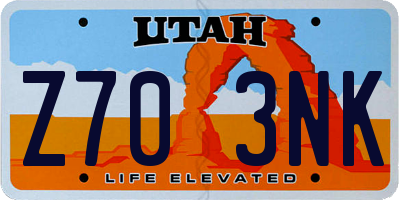 UT license plate Z703NK