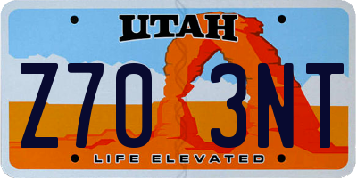 UT license plate Z703NT