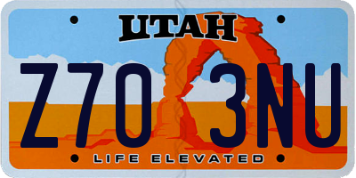 UT license plate Z703NU