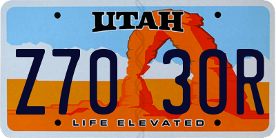 UT license plate Z703OR
