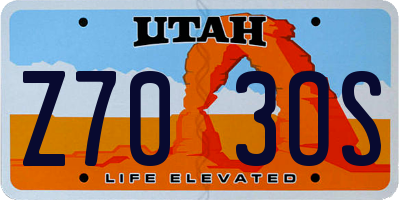 UT license plate Z703OS