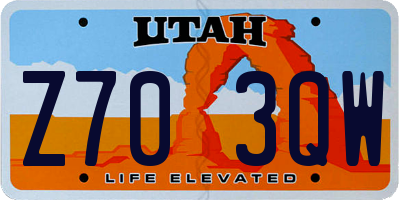 UT license plate Z703QW