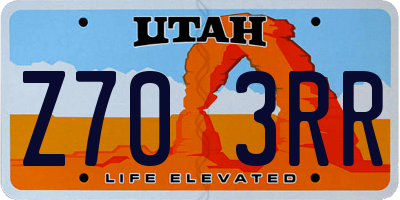 UT license plate Z703RR