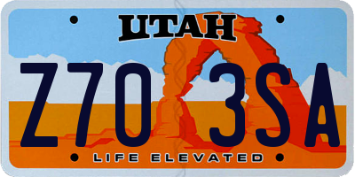 UT license plate Z703SA
