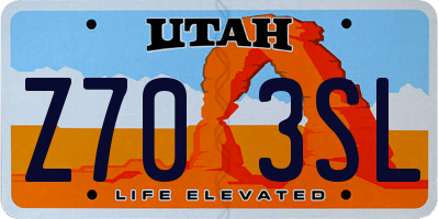 UT license plate Z703SL