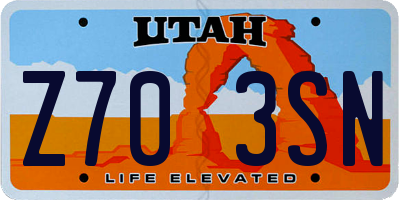 UT license plate Z703SN