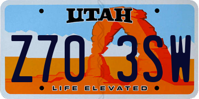 UT license plate Z703SW